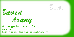 david arany business card